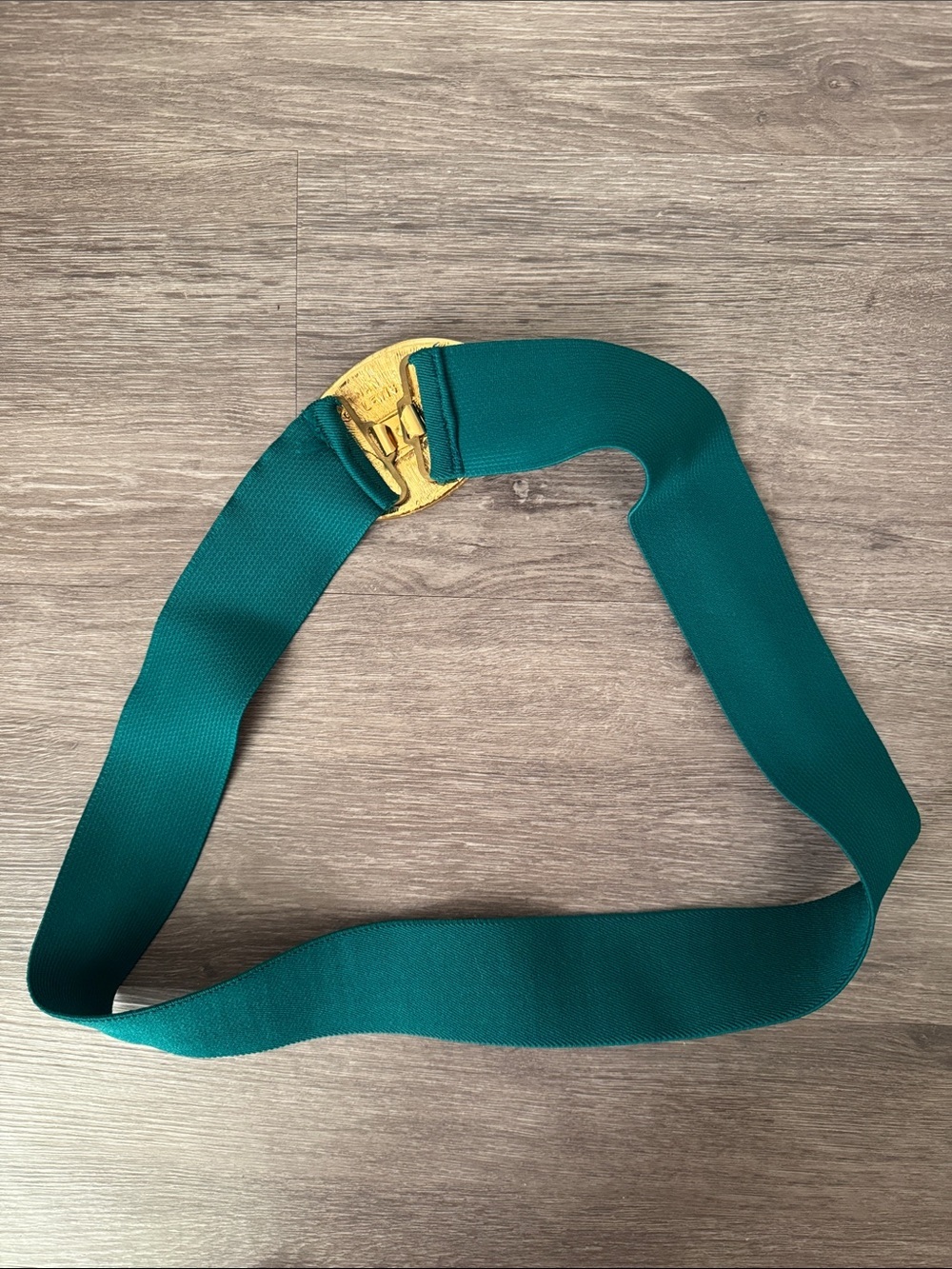 Teal Elastic Women's Belt with Multicolor Enamel Buckle - Picture 5 of 6